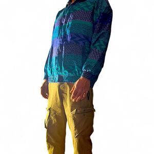 Vtg 90s FUDA International Silk Bomber Jacket Branded Zipper XL